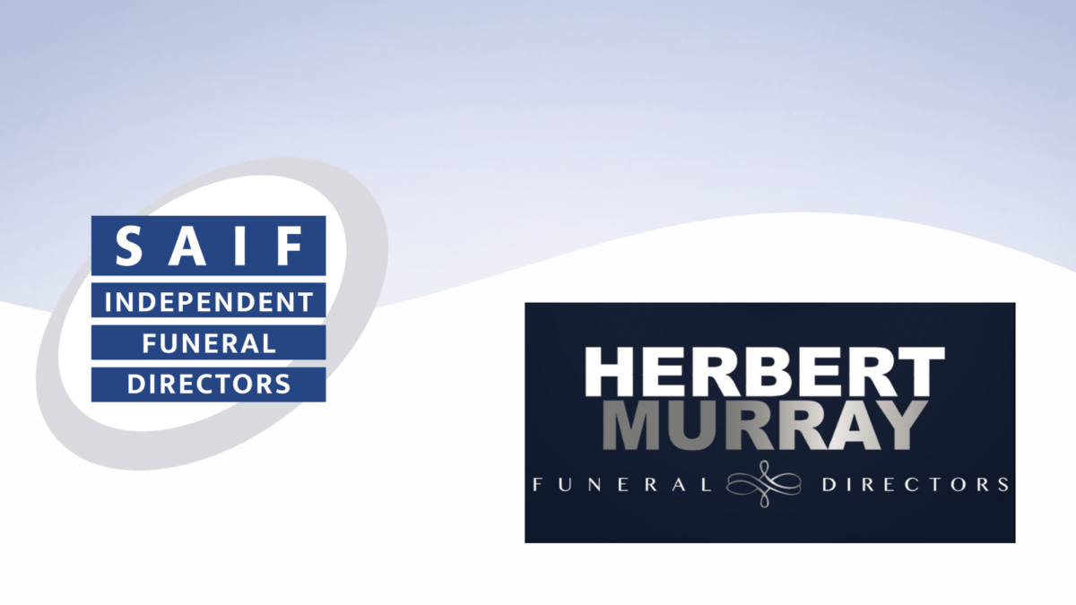 Banner featuring two funeral directors logos: SAIF Independent Funeral Directors on the left and Herbert Murray Funeral Directors on the right.